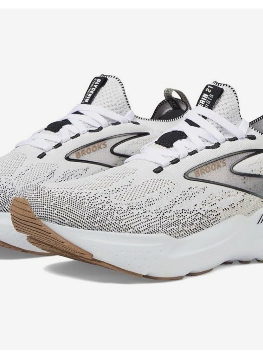 Brooks Men’s Athletic Shoes in White with Brown Accents
